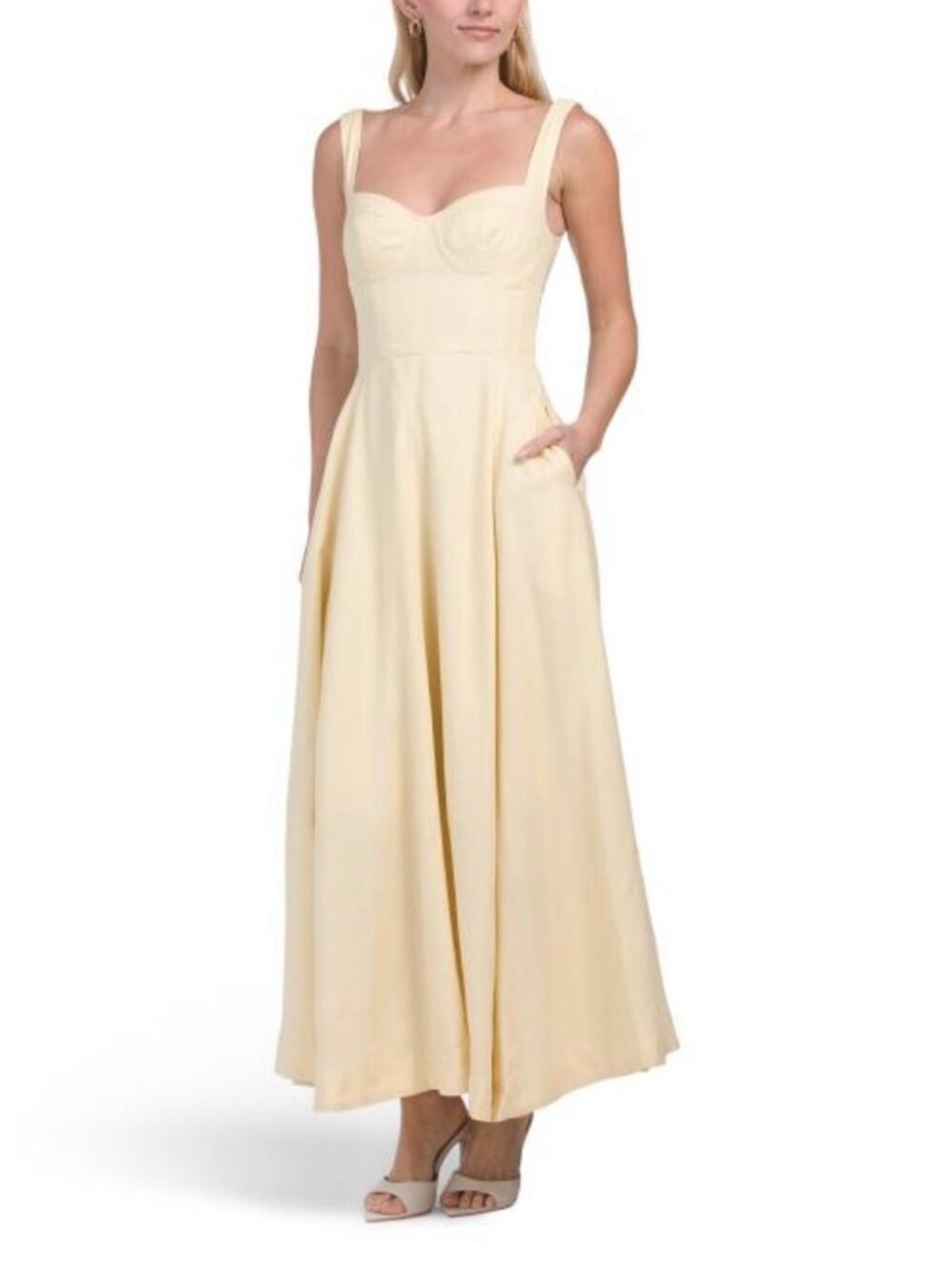 NICHOLAS Cream Sleeveless Maxi Dress with Sweetheart Bodice